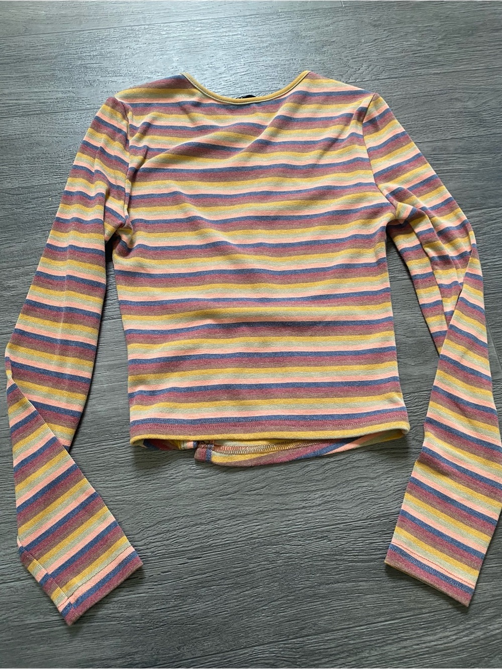 Striped Long-Sleeve Button-Front Tee - Picture 6 of 6